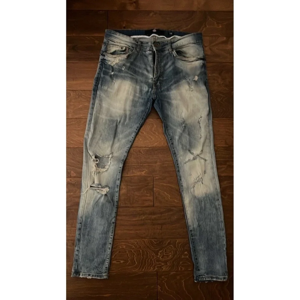 Jordan Craig Legacy Edition Mens Slim Fit Distressed Blue Jeans
